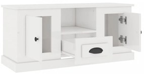 magasfényű fehér szerelt fa TV-szekrény 100 x 35,5 x 45 cm