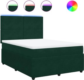 vidaXL sötétzöld bársony rugós ágy matraccal 140x190 cm