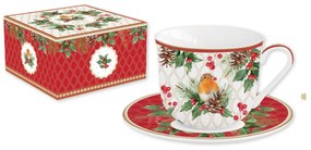 Karácsonyi porcelán nagy csésze díszdobozban Christmas Berries