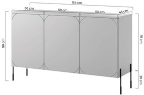 Sonatia háromajtós komód 150cm - olívazöld