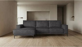 Antracitszürke bőrutánzat sarokkanapé (bal oldali) Copenhagen – Scandic