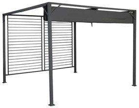 Prémium pergola szürke acél vázzal és poliészter tetővel 300x300x230 cm