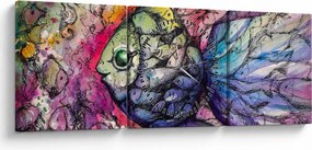 Kép - színes hal (órával) (90x30 cm)
