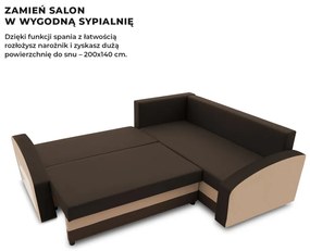 Grande sarokkanapé polcokkal , polc a bal karfaban, jobboldali, szövet anyag, hab töltet, barna