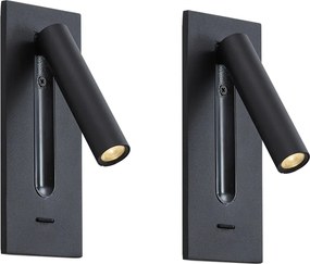 2 darabos modern fekete fali lámpa LED-del - Plaza