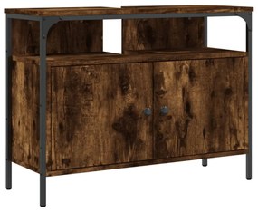 füstölt tölgy szerelt fa fürdőszobai mosdószekrény 80x30x60 cm