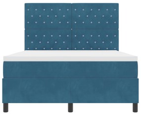 Boxspring Ágy Mattal Sötétkék 160x200 cm Bársony