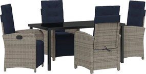 vidaXL Kert étkező szett párnával 5 pcs Szürke polirattan