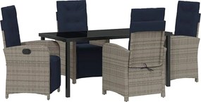 vidaXL Kert étkező szett párnával 5 pcs Szürke polirattan