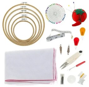 Hímzőcérna készlet 100 színnel nagy kreatív szett hímzéshez, tárolótáskával és hímzőkarikákkal