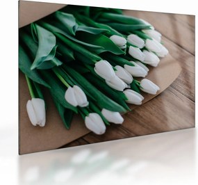 Egy csokor fehér tulipán képe (üvegen) (70x50 cm)