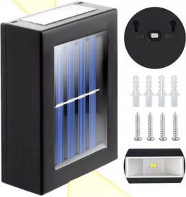 Napelemes Fali Lámpa LED-es kerti fali lámpa fehér meleg felső alsó