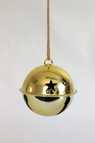 Arany felfüggeszthető karácsonyfadísz csörgő 8cm