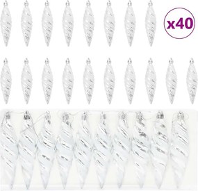 vidaXL Karácsonyi Spirális Alakú Gömb 40 pcs Ezüst Műanyag