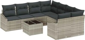 vidaXL Kanapé Szett párnával párnával 9 pcs Világosszürke polirattan