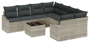 vidaXL Kanapé Szett párnával párnával 9 pcs Világosszürke polirattan