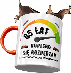 Narancssárga bögre Születésnapra 65 65-es 65-ös, fényképes nyomattal