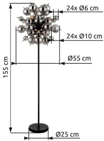Globo 15633SS - Állólámpa UDO 6xE14/25W/230V fekete/füstös