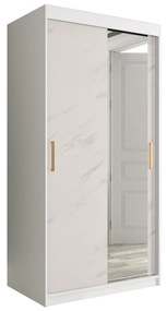 Ruhásszekrény 100 cm Marbelo T2 (matt fehér + fehér márvány). 1064584
