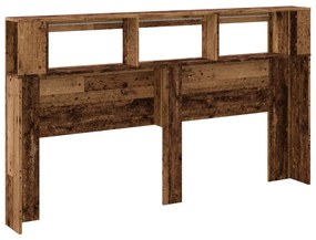 antik fa színű szerelt fa LED-es fejtámla 180x18,5x103,5 cm
