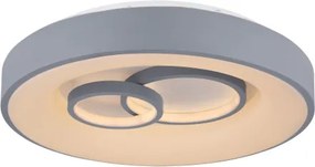 Globo 48416-50R Mennyezeti lámpa fém szürke fém és akril anyagból. Fényerőszabályozó, éjszakai fény, színhőmérséklet funkcióval. ø: 480, H:100, tartozék: 1xLED 50W 230V, 80-2000lm CCT 3.000-4500-6.000