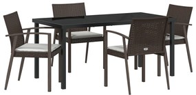 3 darabos készlet Barna PE Rattan Közepes Tartós