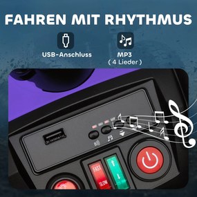 AIYAPLAY Elektromos gyermek quad, 24 V-os elektromos jármű 4 kerékkel, fényszórókkal, USB porttal, MP3, lila