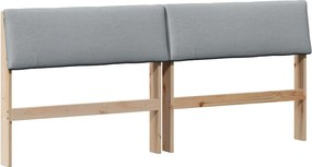 vidaXL Kárpitozott fejtámla Világosszürke 180 cm Tömör fenyőfa