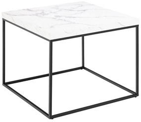 Fehér dohányzóasztal márvány dekoros asztallappal 60x60 cm Barossa – Actona