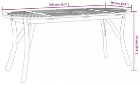 tömör akácfa kerti asztal 200 x 90 x 75 cm