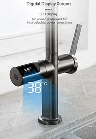 Konyhai csaptelep ELITE EDITION KSS1700 kihúzható zuhanyfejjel, LED-kijelzővel és érintésmentes érzékelővel, több színváltozatban — Króm — Igen
