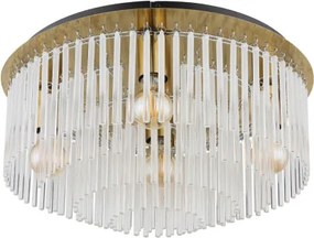 Globo 15698D1M Mennyezeti lámpa fém aranyszínű matt, fekete, fehér színű/átlátszó színátmenetes üvegrudak, ø: 500mm, M: 250mm, 5x E27 60W 230V izzók nélkül