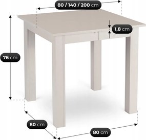 Modern bővíthető étkezőasztal BEN 80–200 cm kasmír