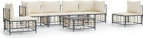 vidaXL 7 részes antracitszürke polyrattan kerti ülőgarnitúra párnákkal