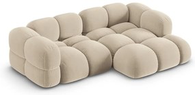 Bézs bársony sarokkanapé (jobb oldali-heverő résszel) Loretto – Cosmopolitan Design