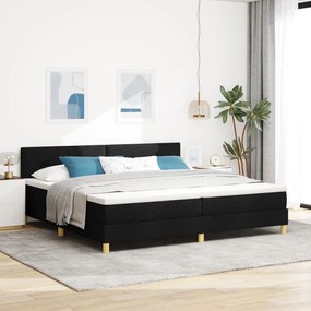 Box Spring Ágy Matraccal Fekete 200x200 cm Szövet