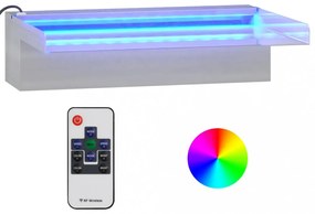 rozsdamentes acél vízeséskifolyó RGB LED-ekkel 30 cm