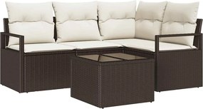 vidaXL Kanapé Szett 5 pcs Barna polirattan