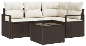 vidaXL Kanapé Szett 5 pcs Barna polirattan