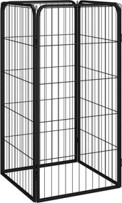 vidaXL 4 paneles fekete porszórt acél kutyakernel 50 x 100 cm