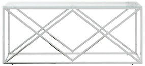 Üveg és rozsdamentes acél dohányzóasztal 110x45x45 cm
