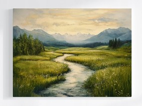 Vászonkép Canvas Tájkép Rét Folyó Patak Zöld 80x60