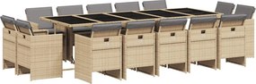 vidaXL 15 részes vegyes bézs polyrattan kerti étkezőgarnitúra párnával
