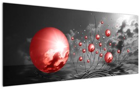 Piros gömbök képe (120x50 cm)