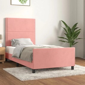 rózsaszín bársony ágykeret fejtámlával 80 x 200 cm