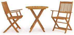 vidaXL 3 részes összecsukható tömör akácfa kerti étkezőszett