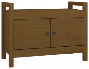 mézbarna tömör fenyőfa előszoba pad 80 x 40 x 60 cm
