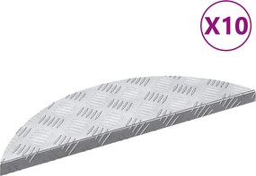 vidaXL Lépcsőfok Félhold 10 pcs Ezüst 60 x 18 x 2,5 cm Alumínium