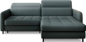 Szürkészöld bársony kinyitható-tárolóhelyes sarokkanapé (jobb oldali-heverő résszel) Gomsi – ELTAP