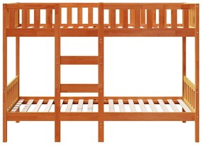viaszbarna tömör fenyőfa emeletes ágy 80 x 200 cm